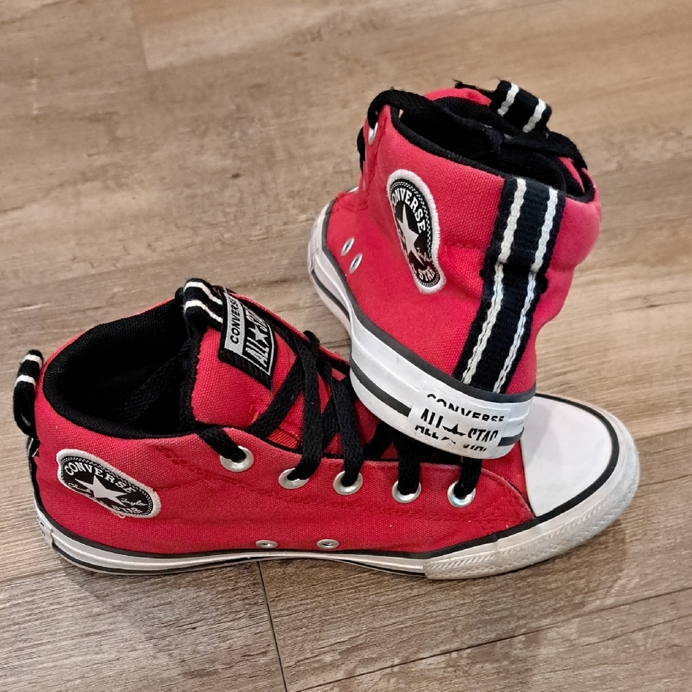 Converse Red and Black High-Top Sneakers - Picture 3 of 8